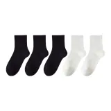 [Высокие носки 13 см] 3 упаковки черных + 2 упаковки белых