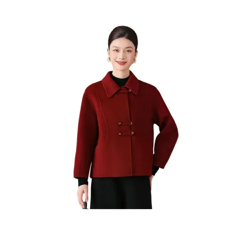 QUEDIT Темно-красный фиолетовый женский короткий пальто