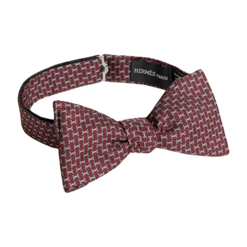 HERMES Тутовый шелк Мужской галстук-бабочка Бордо Серый