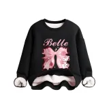 Розовый бант / Черный [Утолщенный, с подкладкой из шерпы]