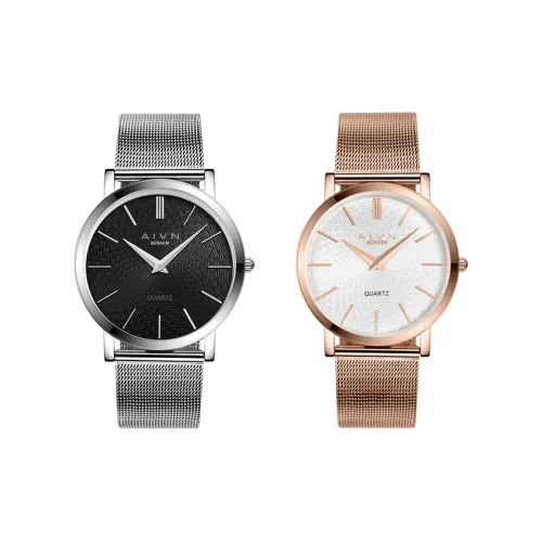 AIVN Кварцевый механизм ремешок из нержавеющей стали черный циферблат мужские часы