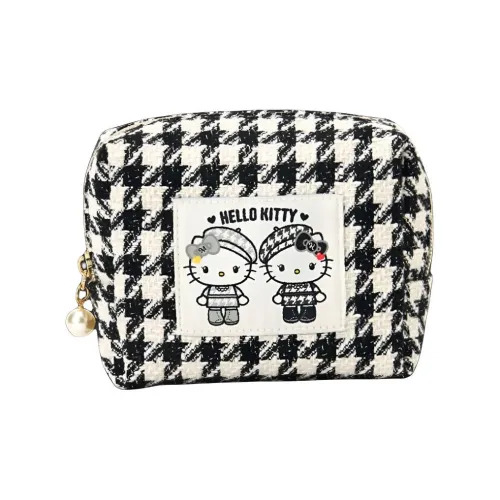 Sanrio Houndstooth Pearl Lightning Head Travel Storage Bag Women's Black White