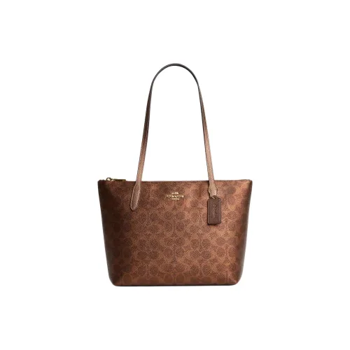 COACH Fiona Покрытый холст и гладкая кожа Сумка на плечо Средняя Женская Коричневая