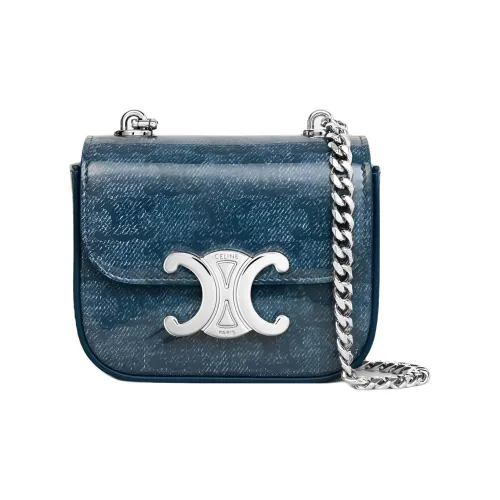 CELINE Triomphe Телячья кожа Сумка через плечо Женская Джинсовый синий