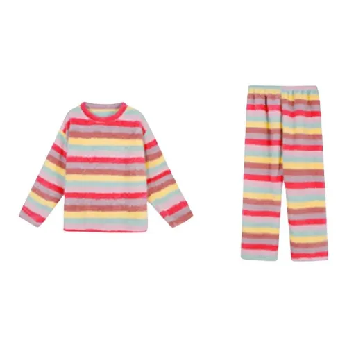 HAPG Конфетный цвет Полосы Женские Пижамные комплекты