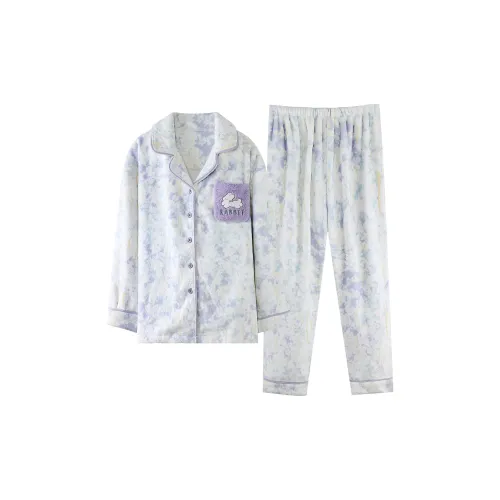 XIAFENYAN Фиолетовый Синий Женские Пижамные Комплекты