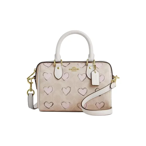 COACH CityRowan Искусственная кожа Bowling Bag Сумка через плечо Мини Сумка для женщин Экрю