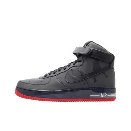 Nike Air Force 1 Амортизация Износостойкий MID Топ Беговые кроссовки Унисекс Черный