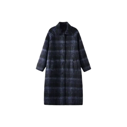 ONENINE34PM Клетчатый Утепленный Версия Анти-пиллинг и Устойчивый к Цвету Женское Пальто