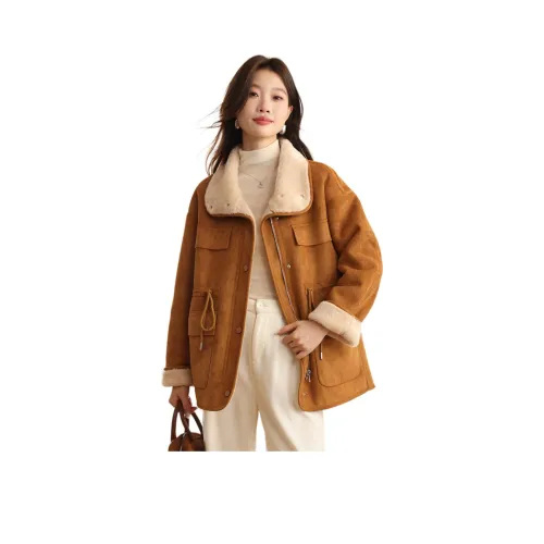 H YXIANG Бархат Feel Пальто Женское