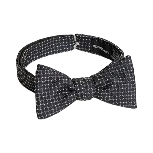 HERMES Шелковый бант Мужской Черный Серый Белый