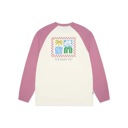 Элемент Длинный рукав Т-рубашка Унисекс Кремово-белый