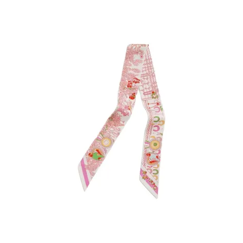 HERMES Шелковые шарфы Женские Белый Розовый Многоцветный