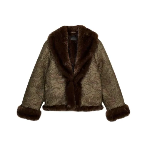 ZARA Темный хаки Женское пальто