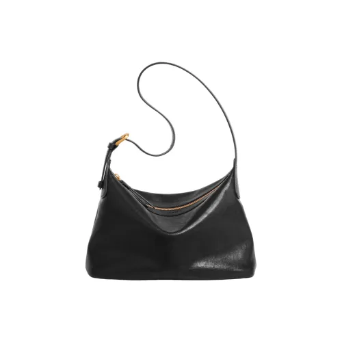 Miao Di Растительное дубление Лицевая коровья кожа Сумка на плечо Стандартная Женская Янтарный коричневый Обсидиановый черный Молочный белый