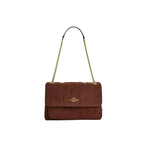 COACH Замша Сумка через плечо Сумка на плечо Большая Женская Винтажная Коричневая