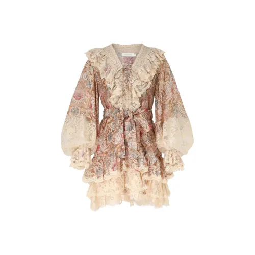 Zimmermann SS25 Длинное Платье с Длинными Рукавами Женское