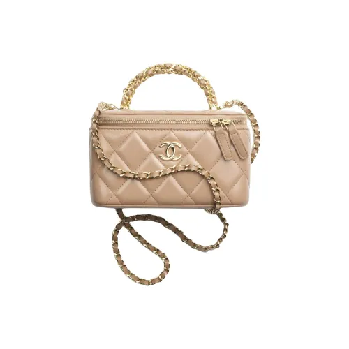 CHANEL Яркий Lambskin Портативная Сумка через плечо Сумка на плечо Женская Темно-Светло-Верблюжий