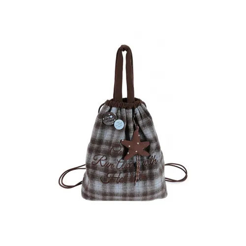 Cool Fun Полиэстер Шнур Рюкзак Стандартный Женский Синий Коричневый