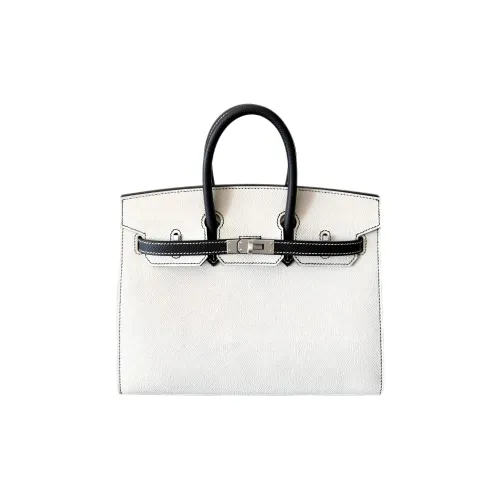 HERMES Birkin Эпсомская кожа Сумка Женская Молочный Белый и Черный