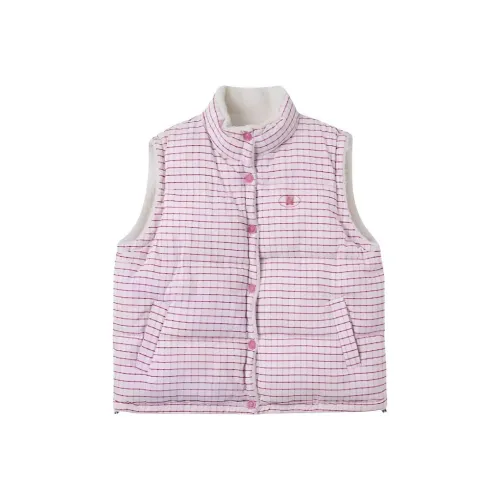 VENICEW Розовая Клетка Двусторонний Включает VN Бренд Наклейка Женские Жилеты