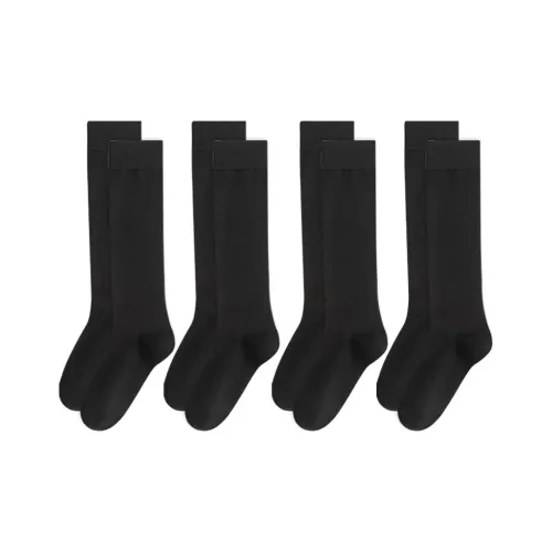 MADALLO [4 Pack] 4 Черные Женские Носки MID до икры