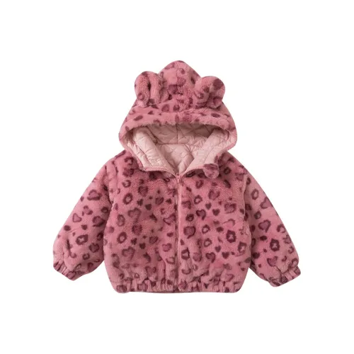 SHIBU Haha Медведь Точка Утолщенный Флис Пальто 11 Розовый Детские Свитера