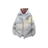 Теплый серый хлопковый пуховик