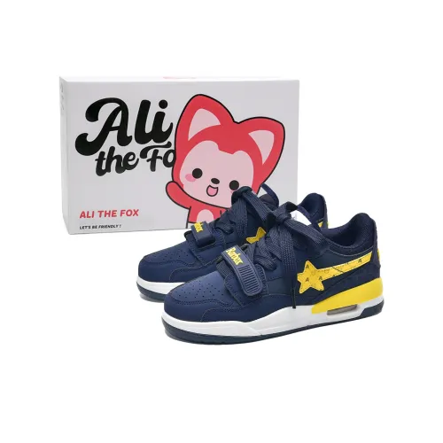 Али Тх Фокс Низкие Кроссовки для Скейтбординга Унисекс Темно-Синий Желтый