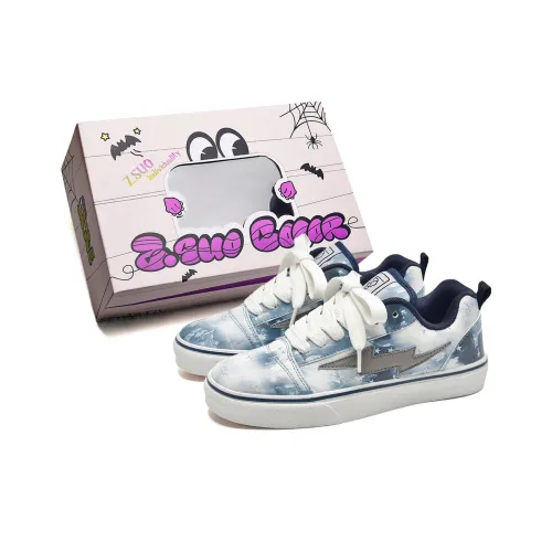 Z.SUO Покрытие Устойчивое к истиранию Легкий Противоскользящий Низкий Топ Скейтборд Кроссовки Унисекс Бело-голубая керамика