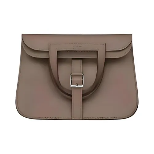 HERMES Halzan Swift Телячья кожа Сумка через плечо Мини Унисекс Слоновая серый