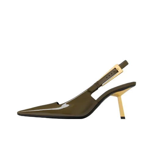 SAINT LAURENT Lee Нестандартный каблук Высокие каблуки 7,5 см Женские Темно-зеленый