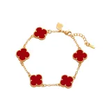 Браслет с четырехлистным клевером [Красный]