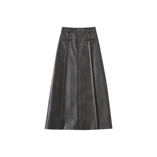 OUNIXUE Кожа Длинная Юбка Женская