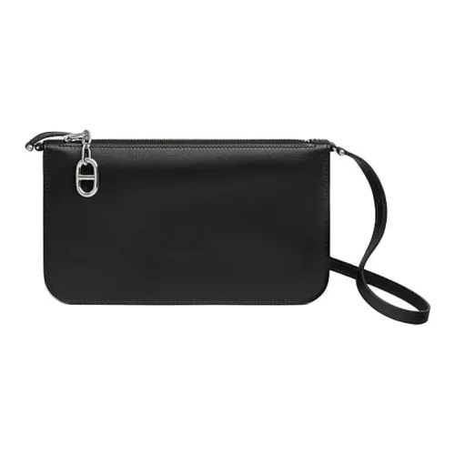 HERMES Zipengo Evergrain Телячья кожа Клатч Женские 89 Черный