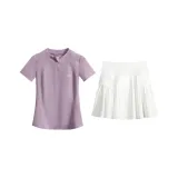 Фиолетовый комплект из двух предметов (с короткими рукавами) - облачно-белая юбка