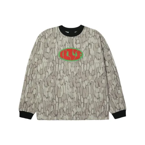 HUF совместный бренд Fw25 Warped CAMO Длинный рукав Т Рубашка KNIT Топ Свитшот Унисекс