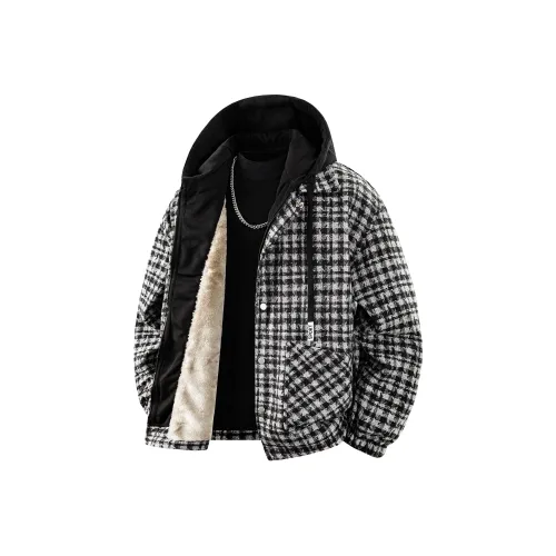 JINPX OFFICIAL Черный флис с подкладкой и утолщенный унисекс куртки