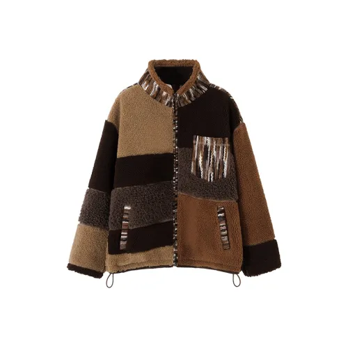 CONP Тепло-коричневый унисекс бархатные куртки