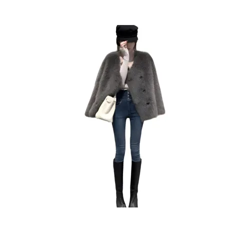 HAPG Мокко Серый Коричневый Женские Меховые изделия