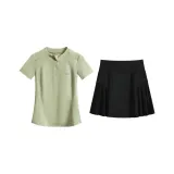 Зеленый комплект из двух предметов с короткими рукавами (черная юбка для дождя)