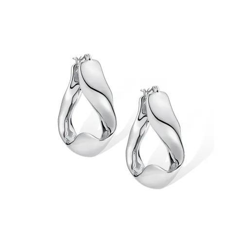 Retro Chic Белое золото с покрытием медные серьги-кольца Water Wave Женские