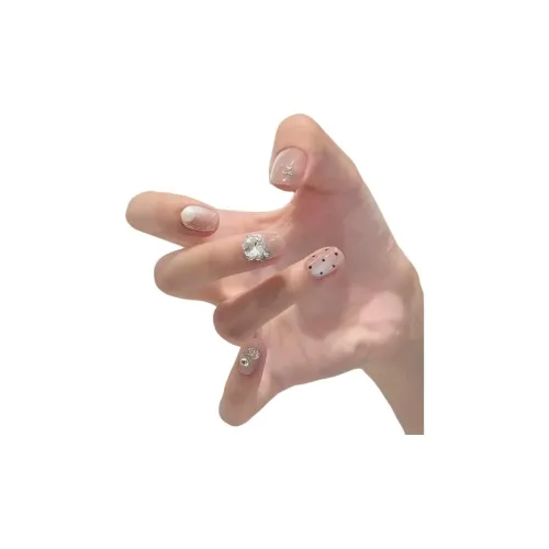 T Z Luxury Elegance Cool Cat Eye False Nail Oval Short Square Cropped Icy Clear Nude Gradient Polka Dot