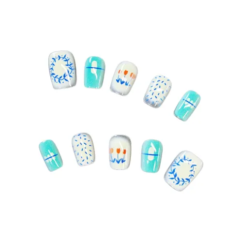 SHITIAN Циановый Impression Короткий Квадрат Зеленый Однотонный Милый