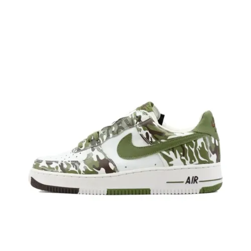 Nike Air Force 1 Камуфляж Palm Нескользящий Легкий Низкий Топ Скейтбординг Мужской Белый Зеленый