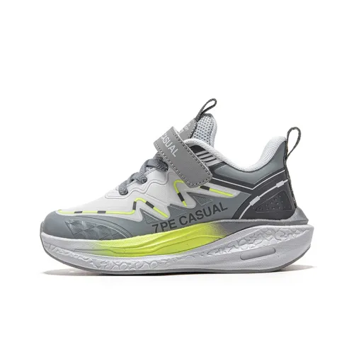 7 PE Rebound Легкий Амортизация Противоскользящий Низкий Топ Детские Беговые Кроссовки Темно-Серый Неон Зеленый 2025 Подростки