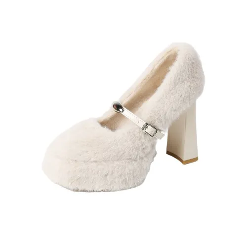 Zubumei Грубый каблук Высокие каблуки 11 см Женские Экрю