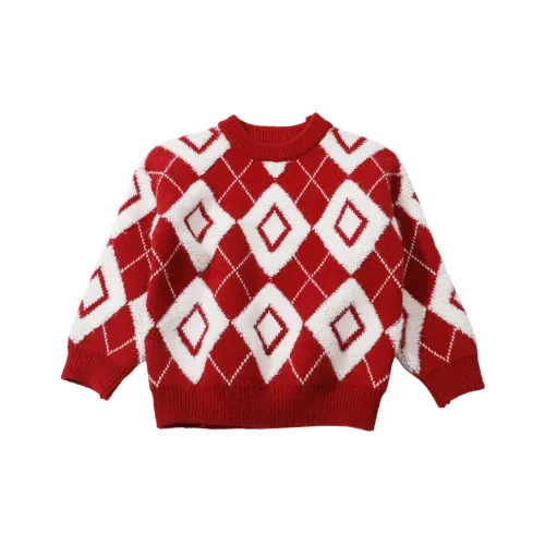 RHOBESAM Бобовый Полотенце Вышитый Свитер Красный Детские Свитера