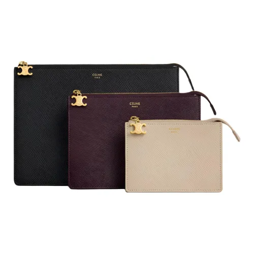 CELINE Trio Телячья кожа с рельефом Трехкомпонентный набор Combo Set Женский Черный Темно-бордовый Бежевый