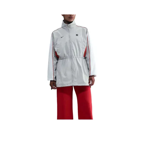 Nike Sportswear Mist Серый Белый Университетский Красный Женский Куртки